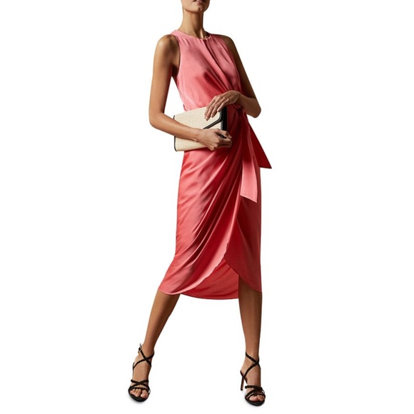 Ted Baker Pohshan Keyhole Wrap Midi Dress in Pink - Picture 4 of 9